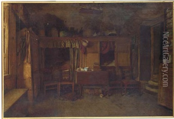 A Cottage Interior Oil Painting - William Baxter Collier Fyfe