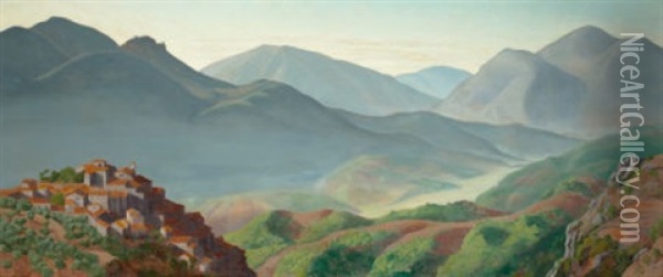The Valley Of Horace Oil Painting - Edward Bruce