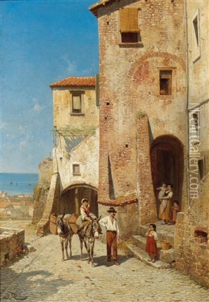 San Remo Oil Painting - Jacques Francois Carabain