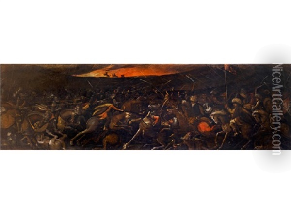Nachtliches Reitergefecht Zwischen Kaiserlichen Und Turken Oil Painting - Melchoir Bocksberger