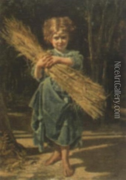 The Little Harvest Girl Oil Painting - Alessandro Ossani
