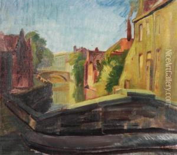 View Of Bruges Oil Painting - Albert Alleman