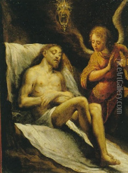 Cristo Deposto Nel Sepolcro E Pianto Da Un Angelo Oil Painting - Jacopo Ligozzi
