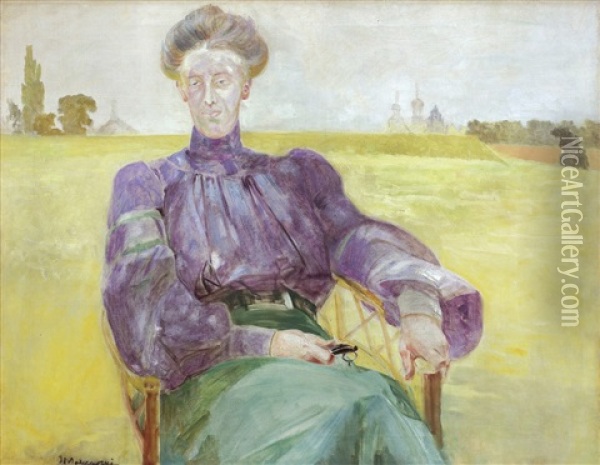 Portrait Of His Wife - Maria Oil Painting - Jacek Malczewski