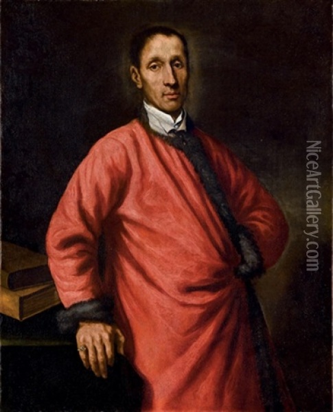 Ritratto Di Uomo In Veste Rossa Oil Painting - Vittore Giuseppe Ghislandi (Fra' Galgario)