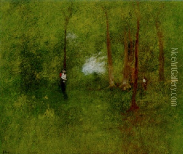 Interior Of A Wood Oil Painting - George Inness