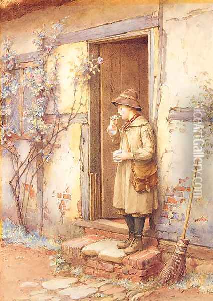 Blowing Bubbles Oil Painting - Charles Edward Wilson