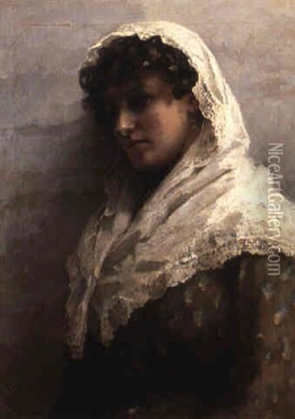 Portratt Av Kvinna Oil Painting - William M. Pratt