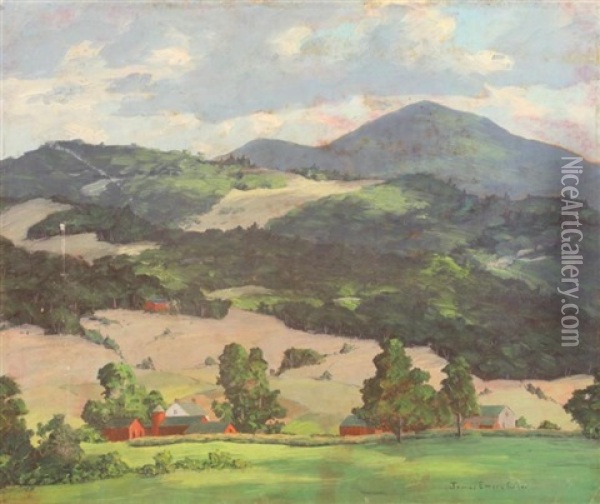 Landscape With Farm And Foothills Oil Painting - James Emery Greer