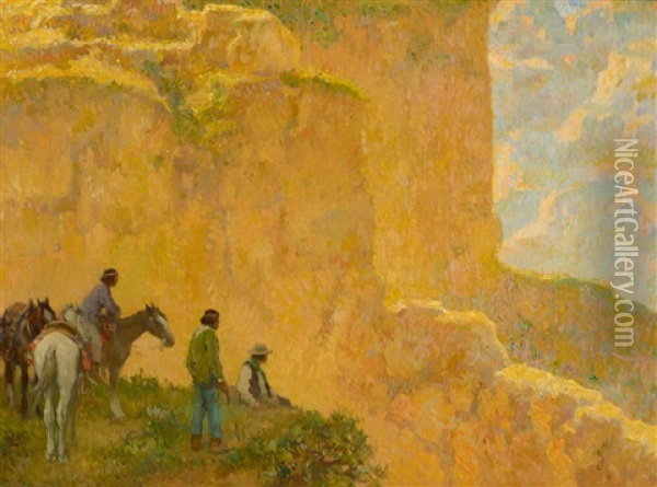 Amid The Walls Of The Canyon Oil Painting - Francis Luis Mora