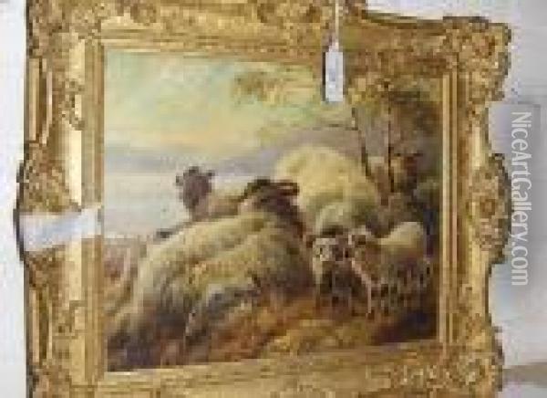 Sheep Beside A Highland Loch, 1901 Oil Painting - Robert Watson