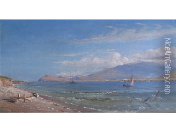 A View Across An Irish Estuary On A Sunny Day With A Hilly Landscape On The Horizon Oil Painting - Edwin Hayes