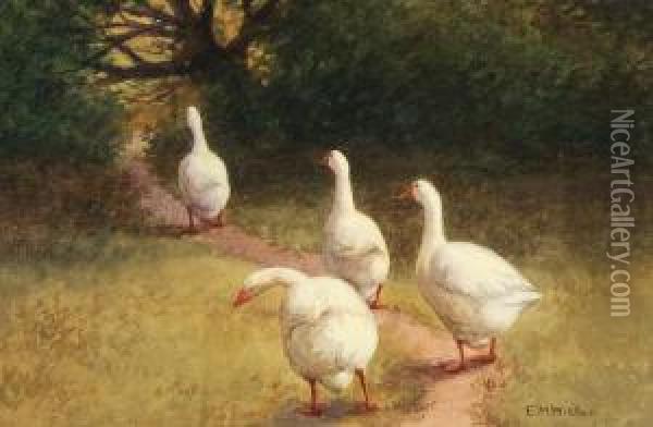Geese On The Way Home Oil Painting - Marias Ethel Wickes