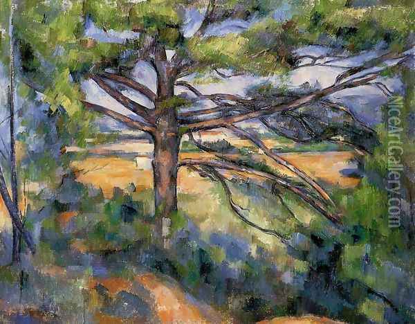 Large Pine And Red Earth Oil Painting - Paul Cezanne