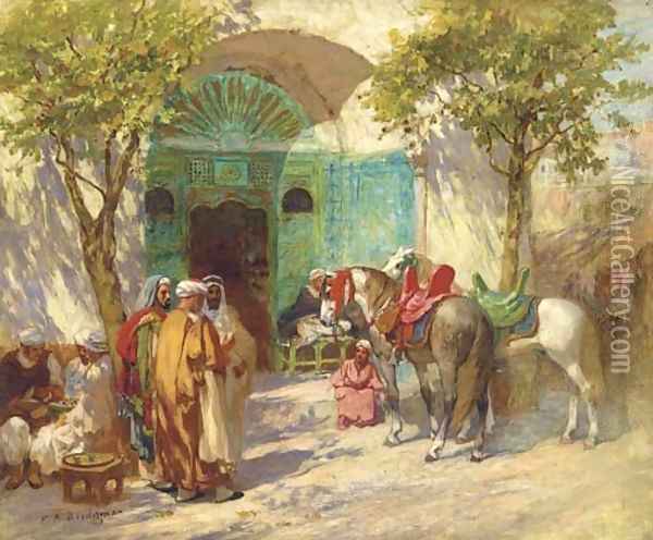Outside the Mosque Oil Painting - Frederick Arthur Bridgman