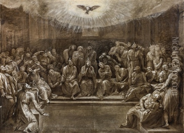 La Pentecote Oil Painting - Girolamo Muziano