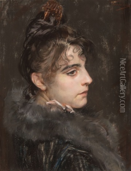 Portrait Of A Lady Oil Painting - Charles Hermans