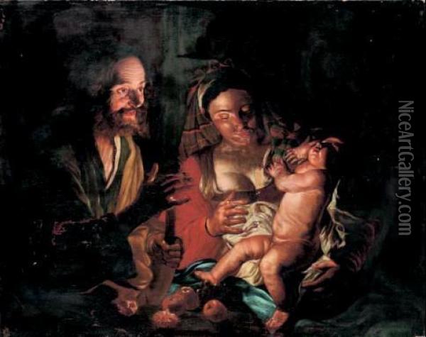 Sacra Famiglia Oil Painting - Mathias Bouts