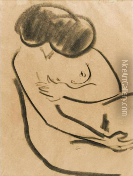 Sitzender Frauenakt Oil Painting - Ernst Ludwig Kirchner