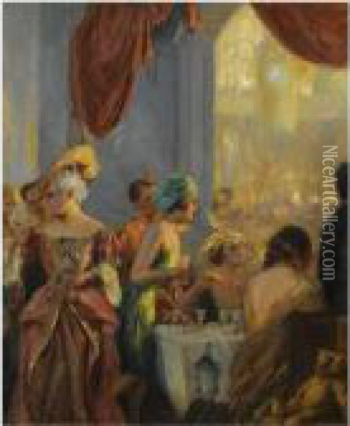 Fasching (carnival) Oil Painting - Max Friedrich Rabes