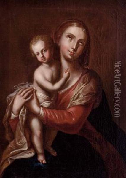 Madonna Mit Stehendem Kind Oil Painting - Johann-Josef Karl Henrici