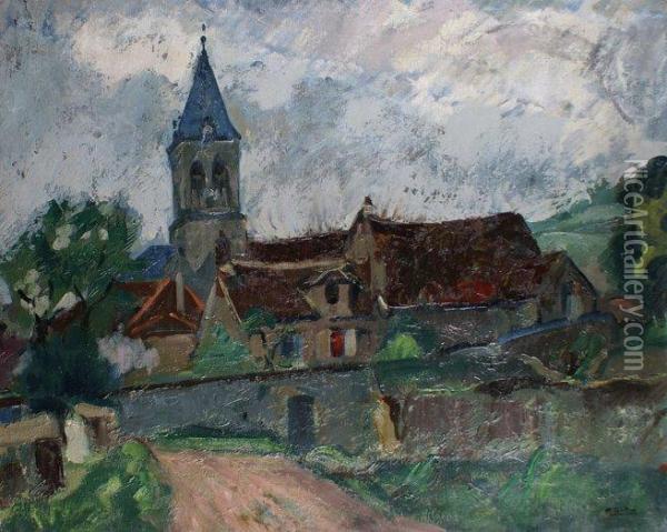L'eglise Et Le Village De Maule Oil Painting - Roger Grillon
