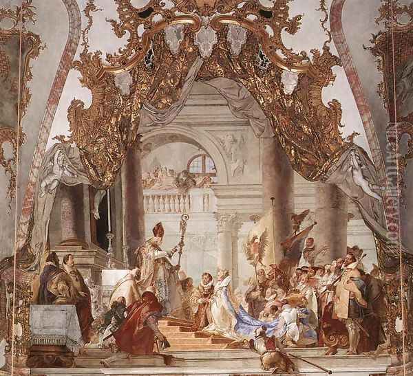 The Marriage of the Emperor Frederick Barbarossa to Beatrice of Burgundy Oil Painting - Giovanni Battista Tiepolo