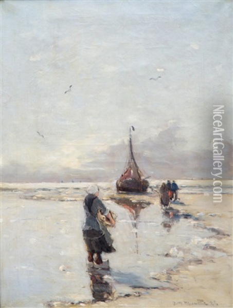 Awaiting The Catch Oil Painting - Gerhard Arij Ludwig Morgenstjerne Munthe