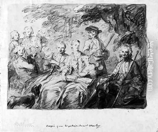 Study for a portrait of Monsieur Morlay and his family Oil Painting - French School