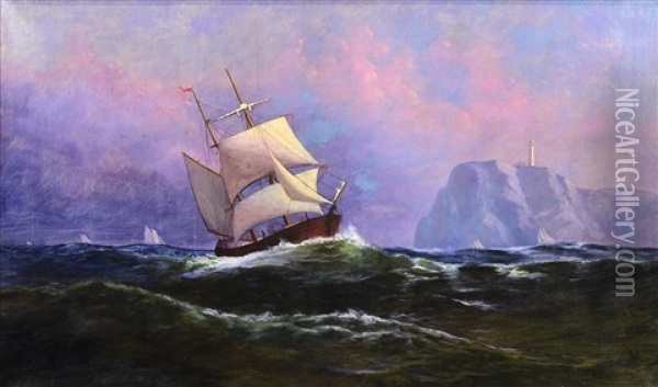 Passing Montauk Point, 1880 Oil Painting - Franklin Stanwood