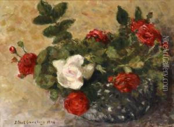 Still Life Of Roses Oil Painting - Joseph Eliot Enneking