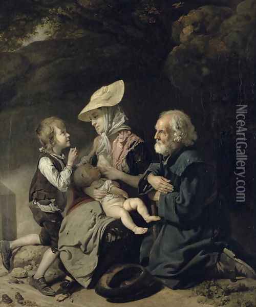 Beggars on the Road to Stanmore Oil Painting - Johann Zoffany