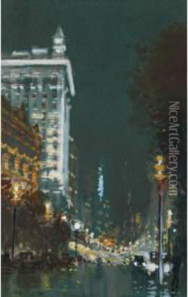 Collins Street, Melbourne Oil Painting - George Hyde Pownall