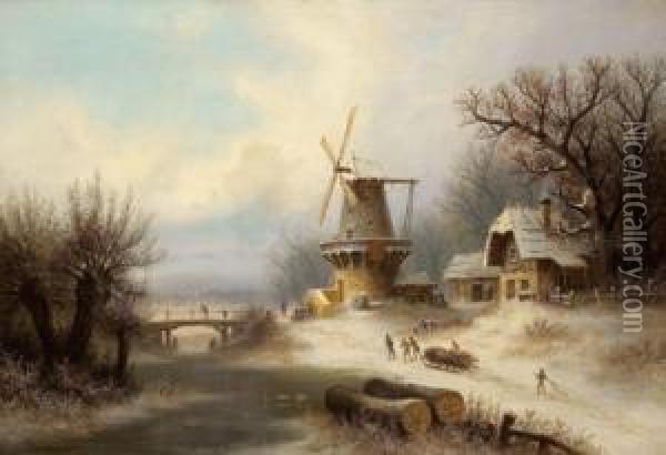 Paesaggio Olandese In Inverno Oil Painting - Albert Bredow