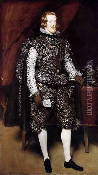 Philip IV in Brown and Silver 1631-32 Oil Painting - Diego Rodriguez de Silva y Velazquez