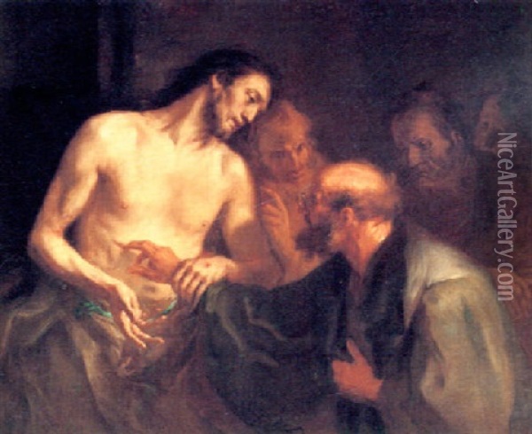 Christus Bekehrt Den Unglaubigen Thomas Oil Painting - Martin Johann (Kremser Schmidt) Schmidt