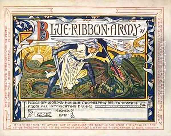 Blue Ribbon Army Pledge for Temperance Oil Painting - Walter Crane