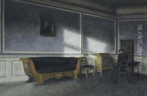 Sunshine In The Drawing Room Iv Oil Painting - Vilhelm Hammershoi