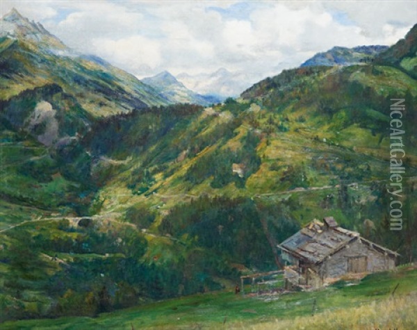 Chalet D'alpage, Pays-d'enhaut Oil Painting - Herman Van Der Haar