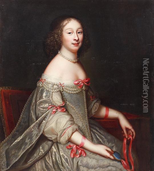 Portrait Of A Lady, Said To Be Ninon De Lenclos Oil Painting - Henri Beaubrun