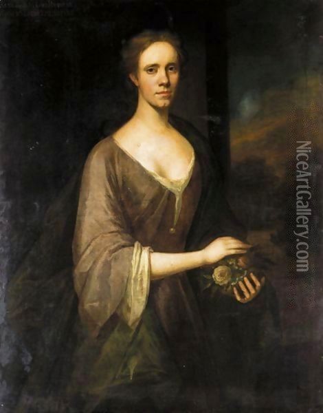 Portrait Of A Lady, Traditionally Identified As Anne, Wife Of John, 11th Lord Elphinstone Oil Painting - Jeremiah Davidson