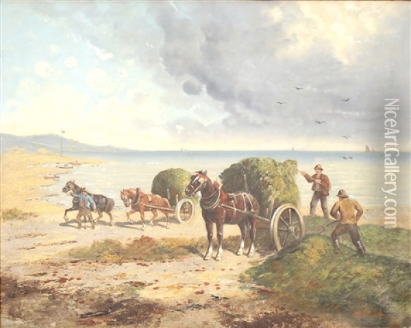 Loading The Salt Hay Oil Painting - Rudolf Obrist