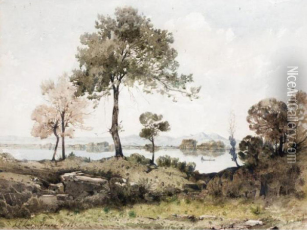Edge Of The Lake Oil Painting - Henri-Joseph Harpignies