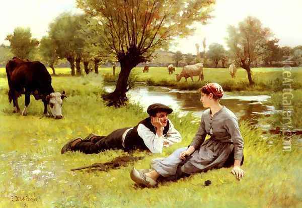 Le Flirt (Flirting) Oil Painting - Edouard Bernard Debat-Ponsan