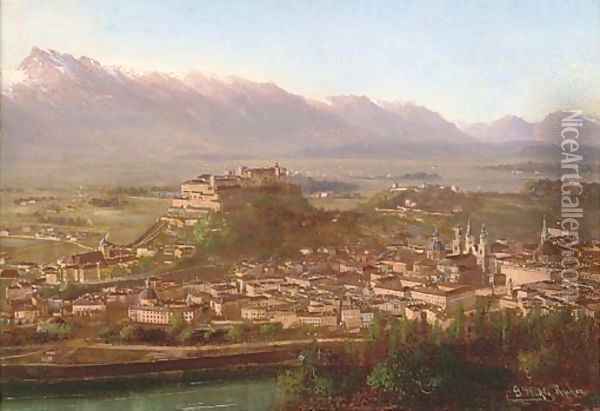 View over Salzburg, Austria Oil Painting - Gottfried Stahli-Rychen