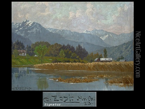 Morgenstimmung Am Tegernsee Oil Painting - Karl (Carl) Zopf