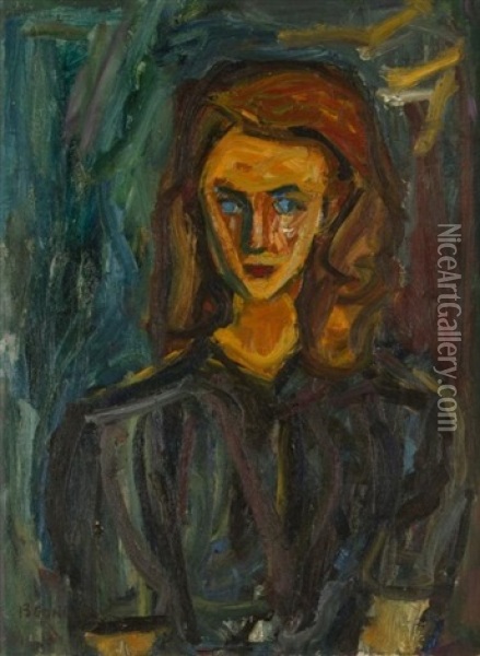 Jeune Fille Au Corsage Noir Oil Painting - Andre Blondel (Aleksander Blonder)