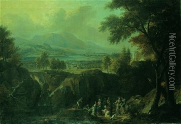Le Christ Dans Un Vaste Paysage Rocheux Oil Painting - Willem de Heusch