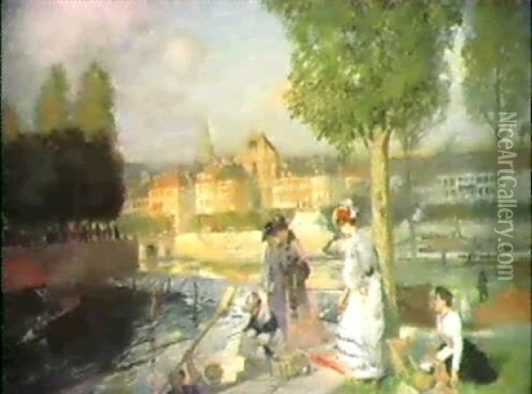 Ville De Province, Circa 1904 Oil Painting - Rupert Bunny