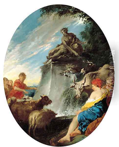Les Bergers à la Fontaine Oil Painting - Francois Boucher